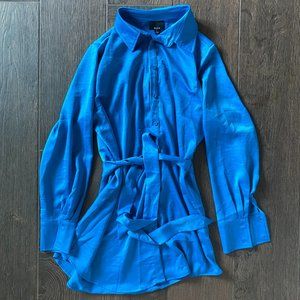 Satin Button Down Shirt Dress